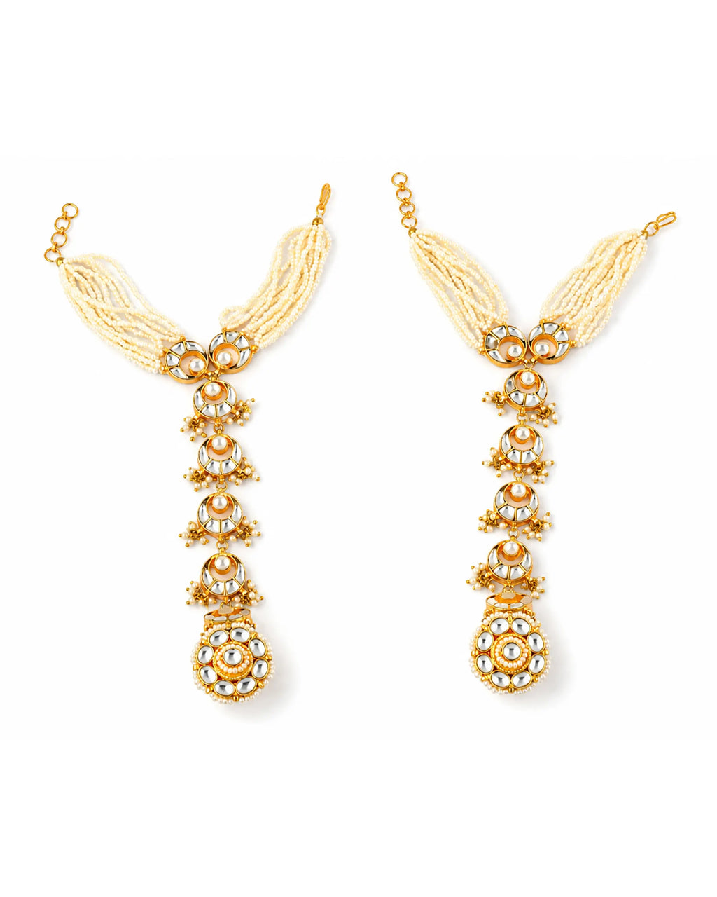 Kundan Haathphool Hand Harness with Pearl Layers Traditional Bridal Jewelry Pair