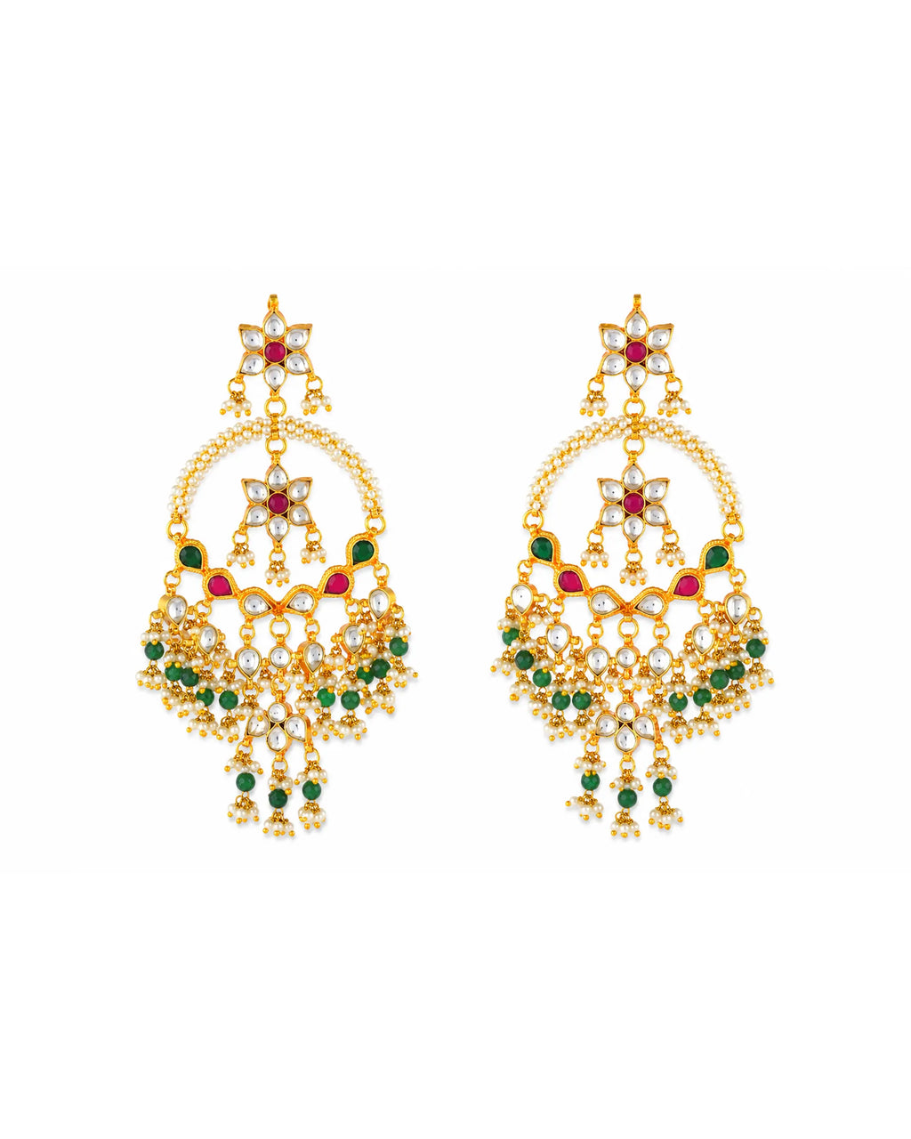 Kundan Medallion Earrings, Traditional Indian Bridal Jewelry