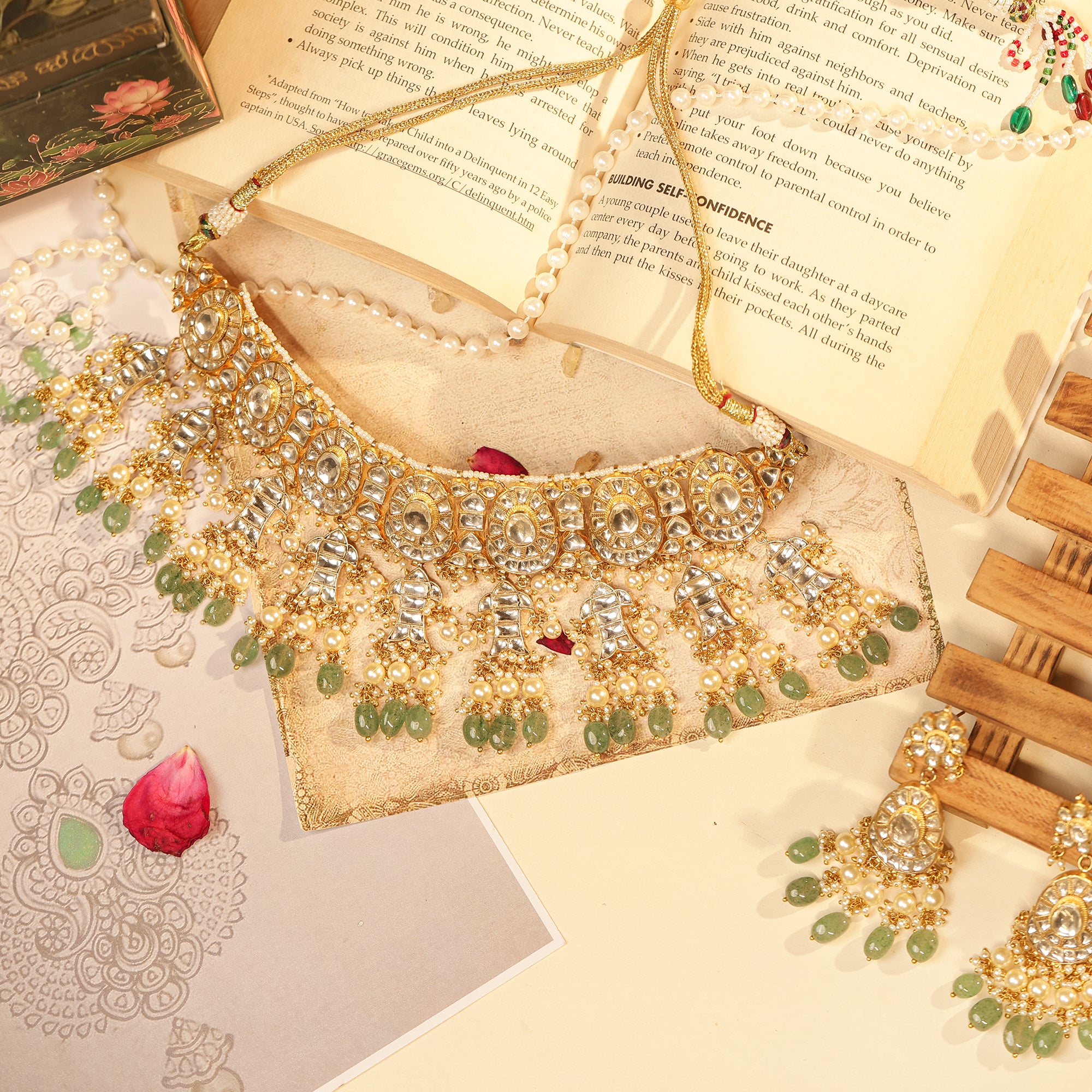 Premium Intricate Choker Necklace Set with Earrings