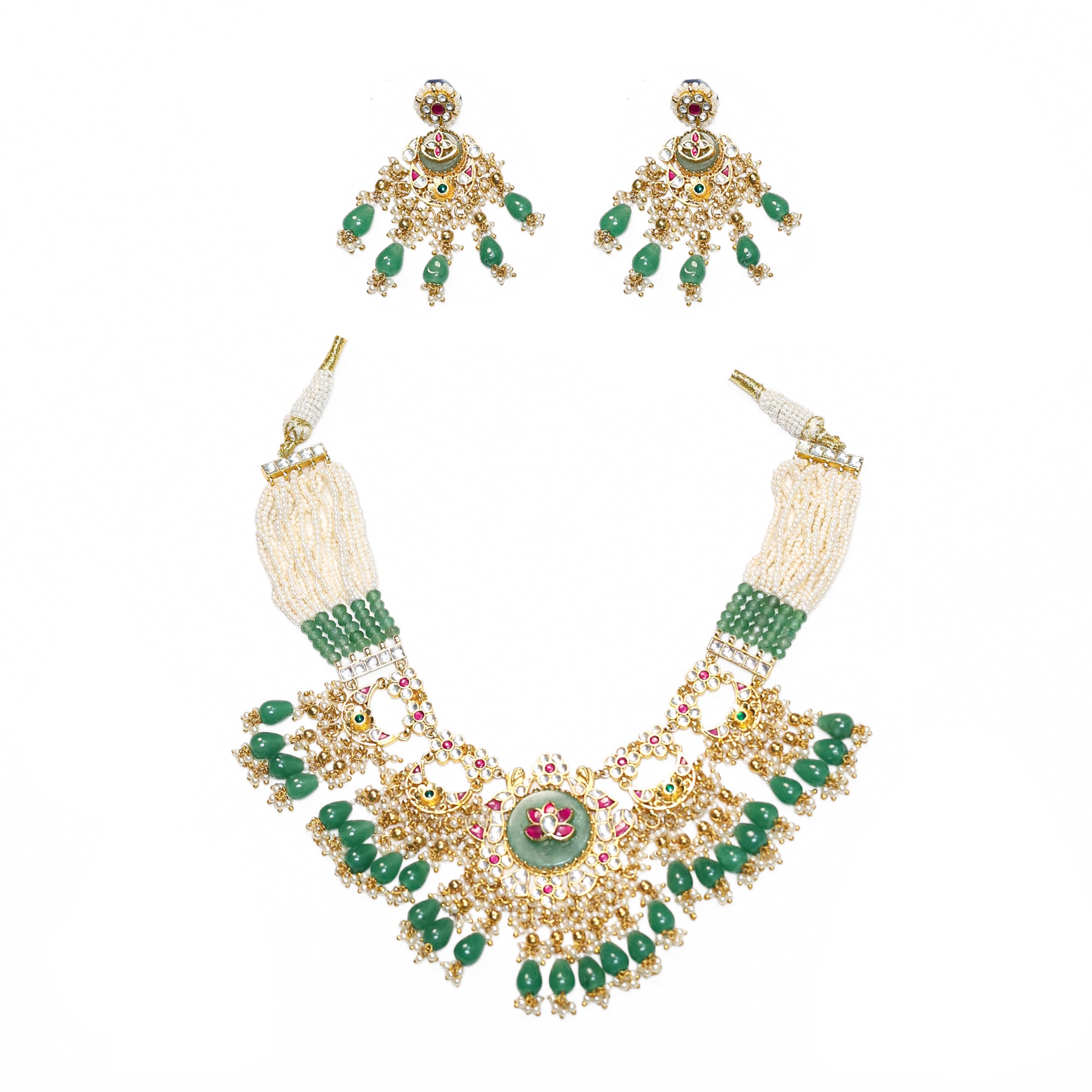 Elegant Gold Plated Choker Necklace Set with Earrings