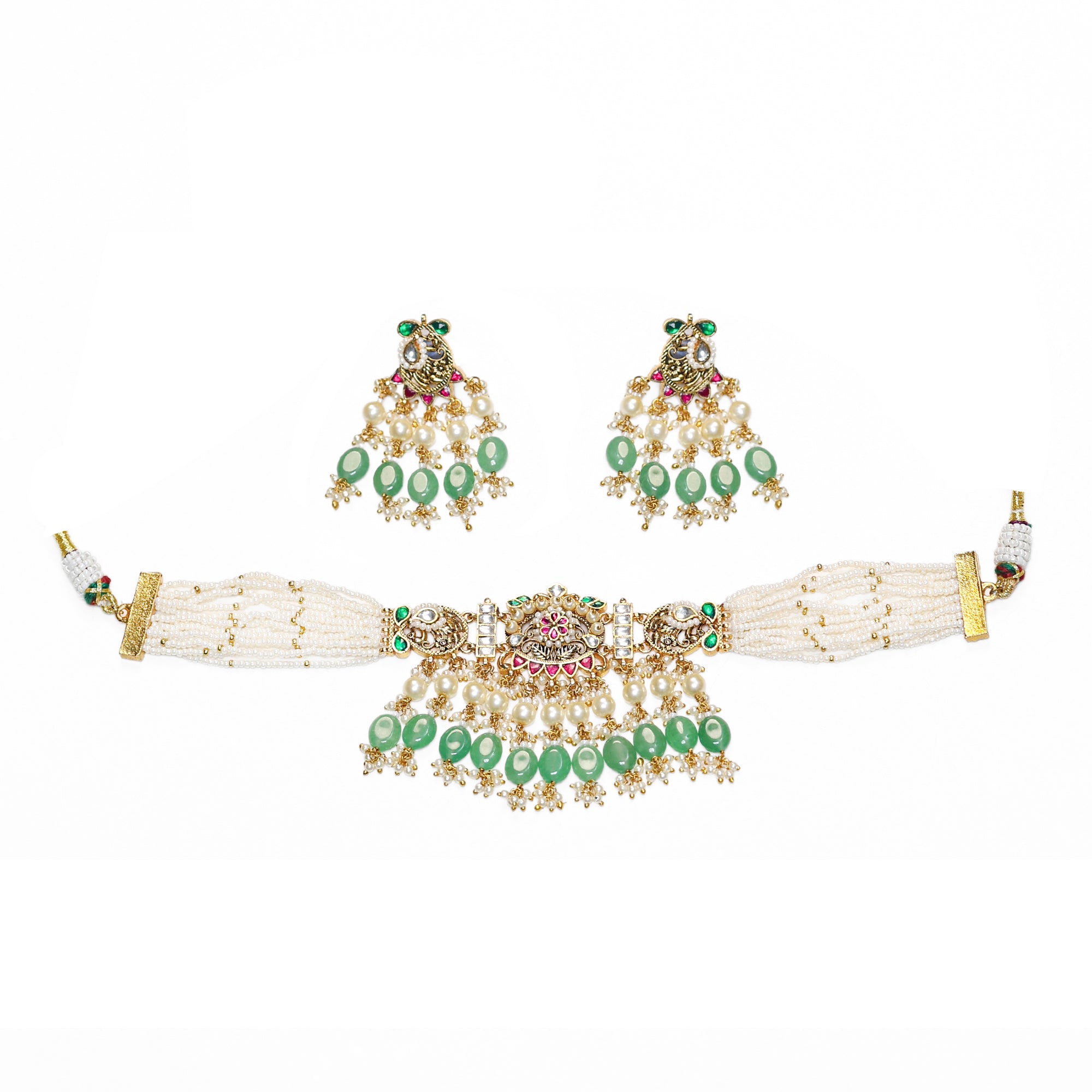 Lightweight Designer Choker Necklace Set with Earrings