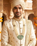 Men's Emerald Ruby Pearl Choker, Royal Jaipur Groom Necklace