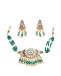 Elegant Gold Plated Choker Necklace Set with Earrings