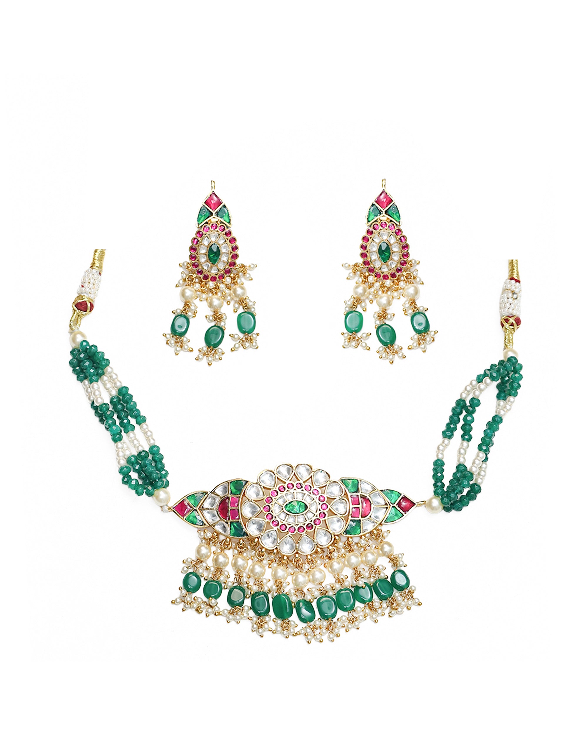 Elegant Gold Plated Choker Necklace Set with Earrings