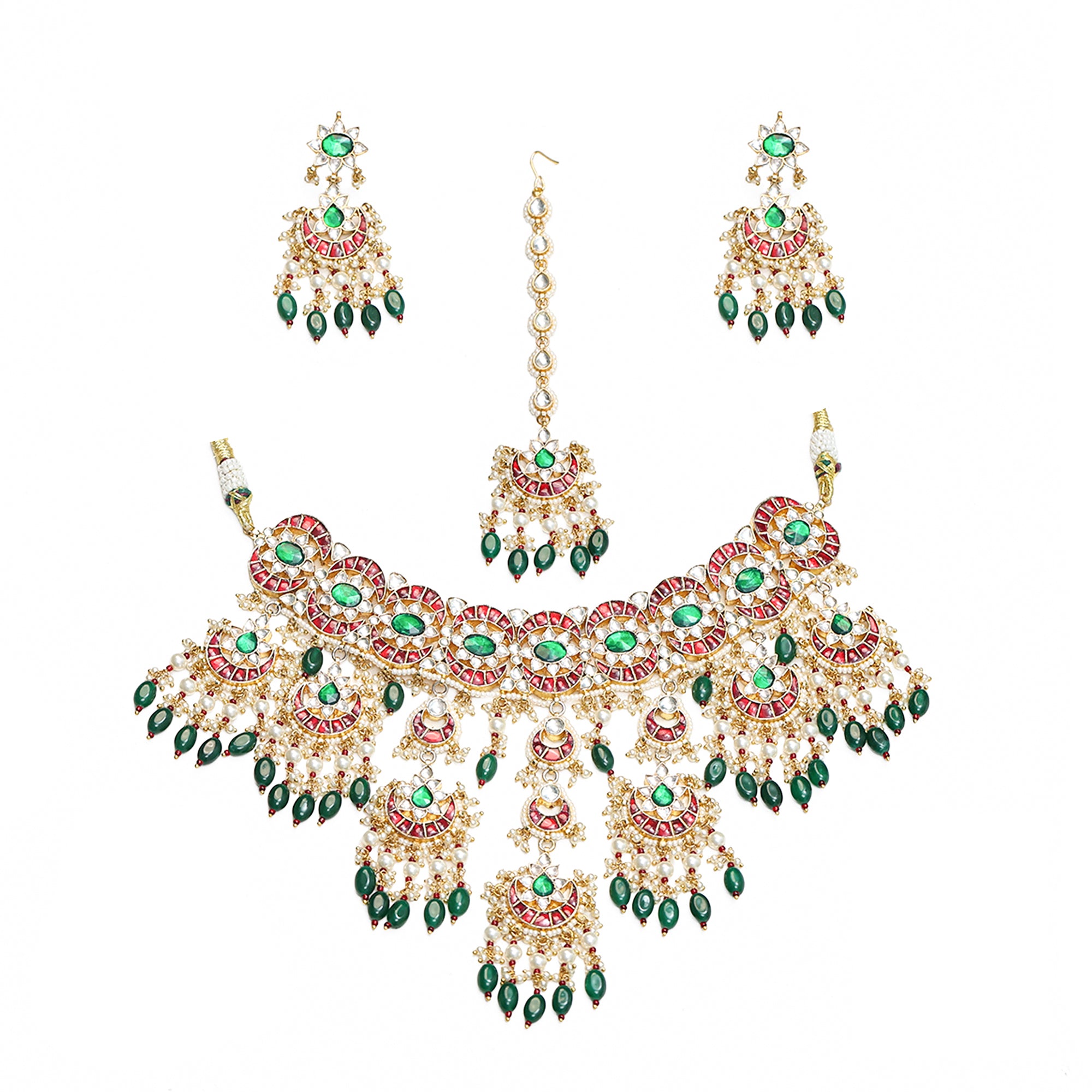 Royal Premium Bridal Necklace Set with Earrings & Tikka