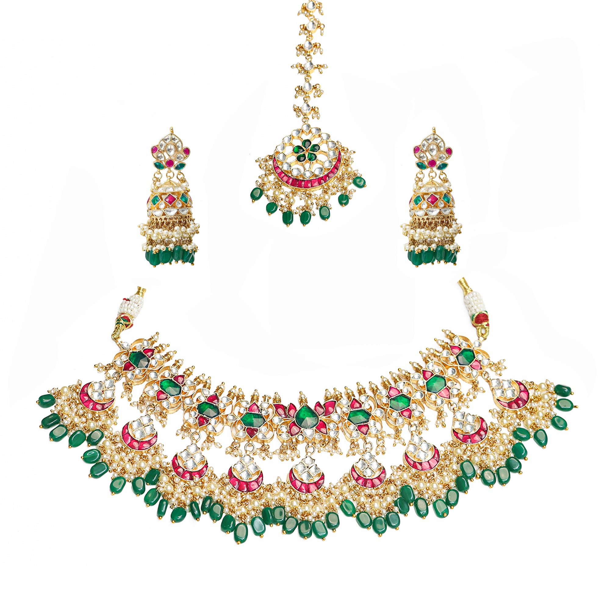 Royal Bridal Statement Necklace Set with Earrings & Maang Tikka