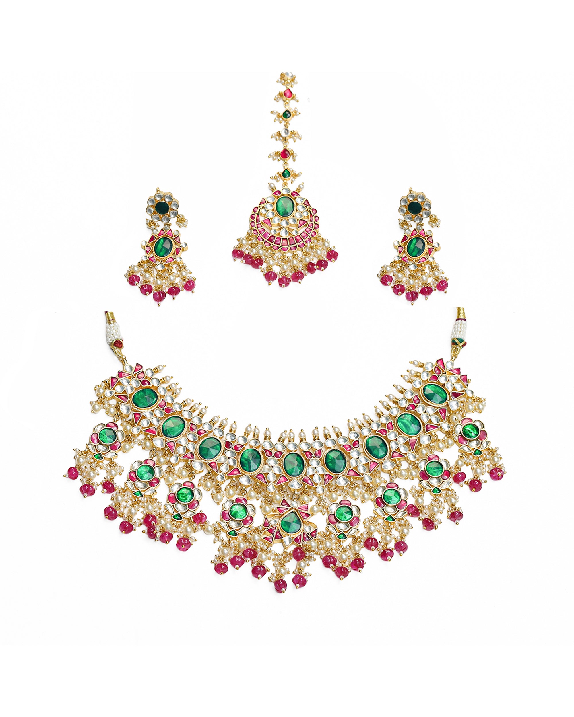 Royal Kundan Bridal Necklace Set with Earrings & Maang Tikka