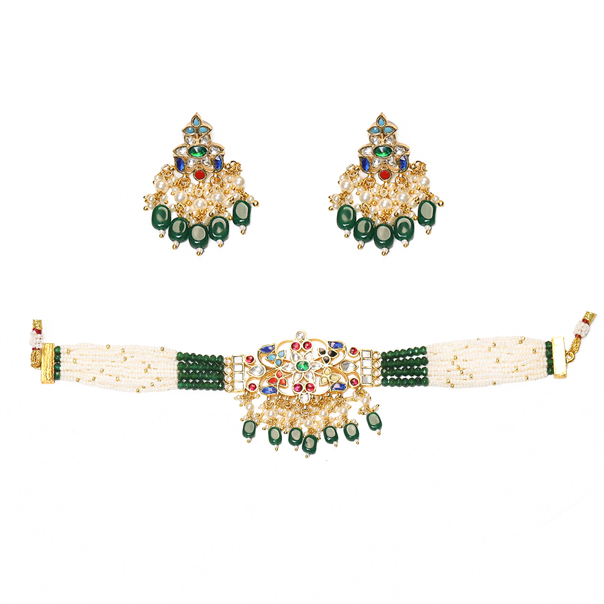 Minimal Elegant Choker Necklace Set with Earrings