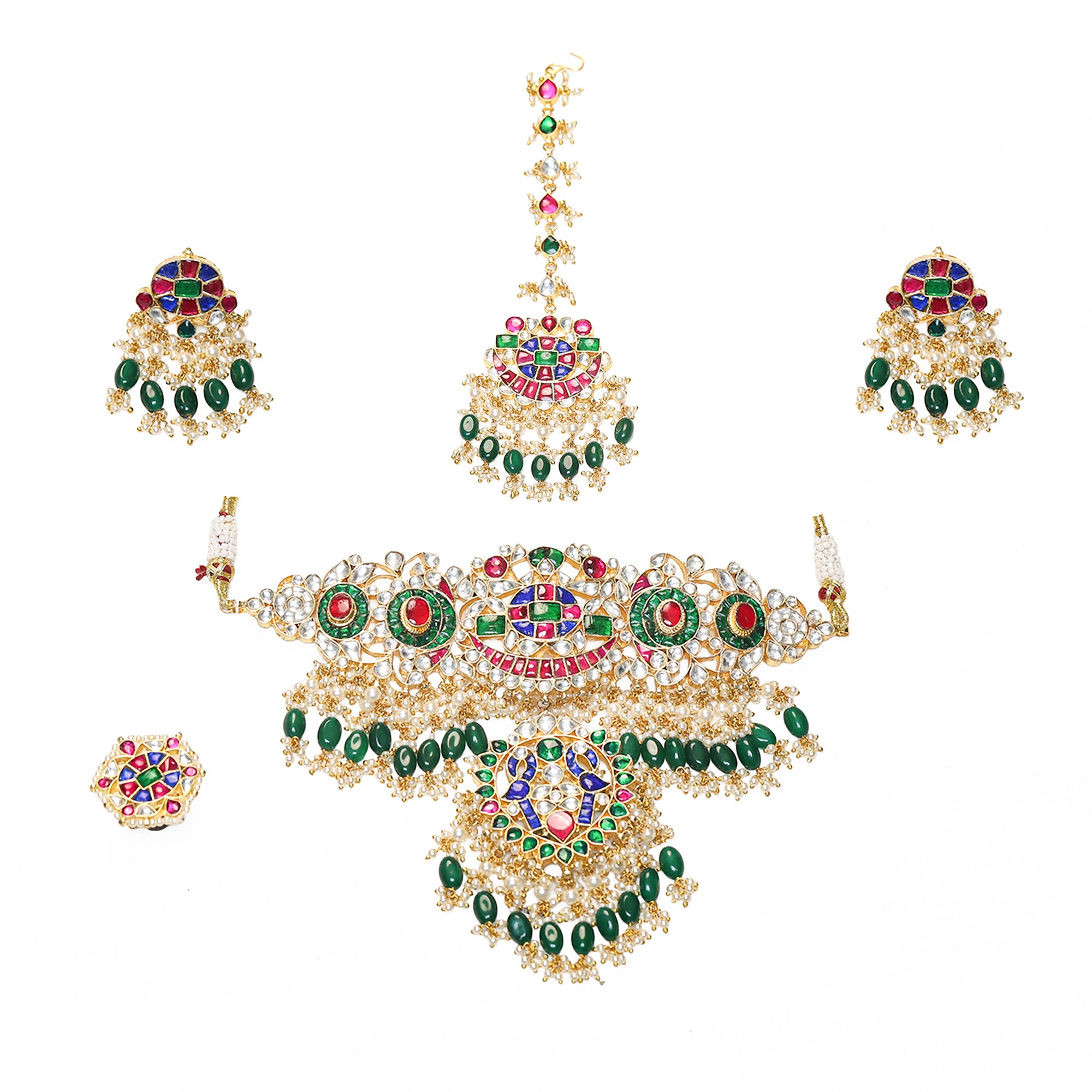 Royal Bridal Necklace Set with Earrings, Tikka & Ring