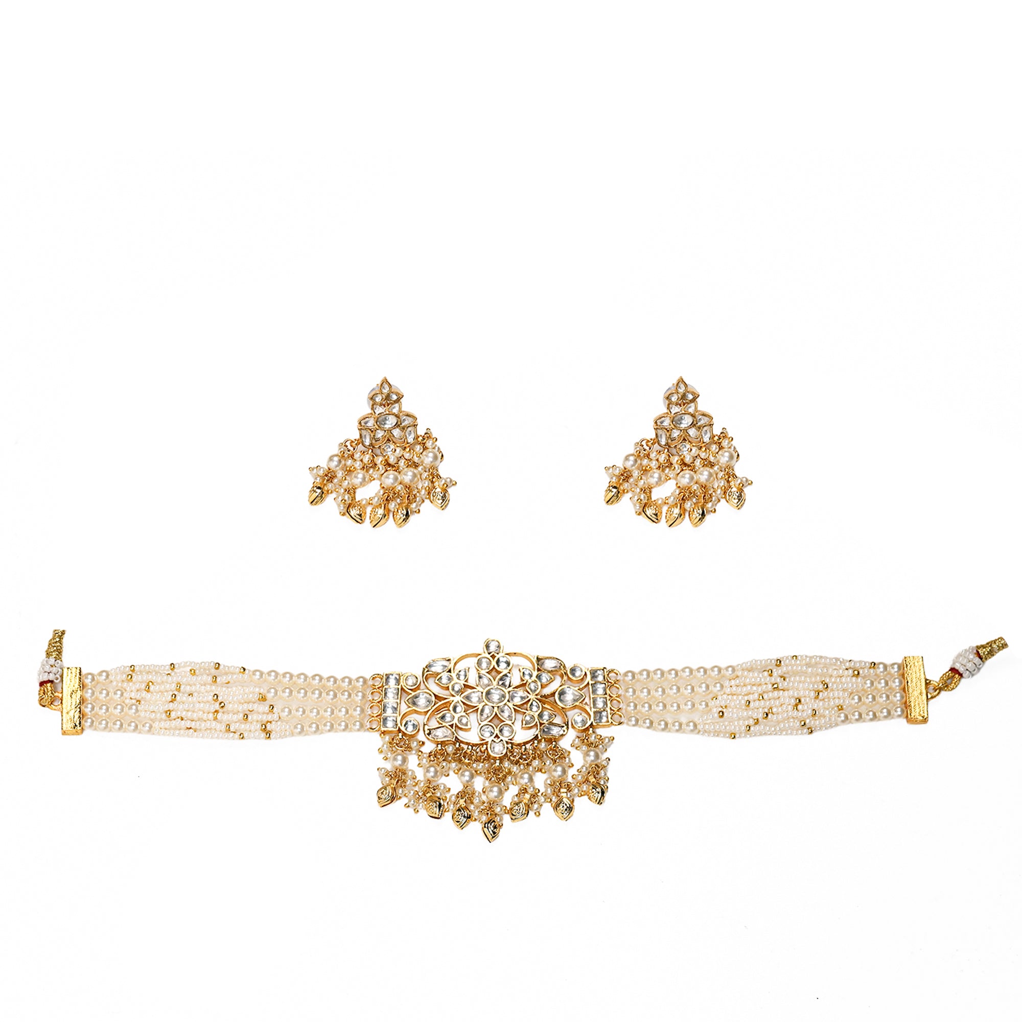 Minimal Lightweight Choker Necklace Set with Earrings