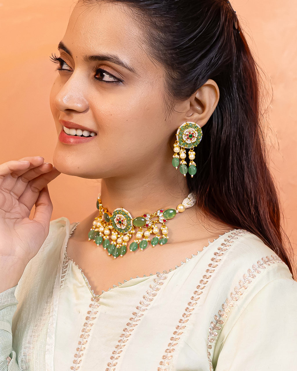 Lightweight Elegant Choker Necklace Set with Earrings