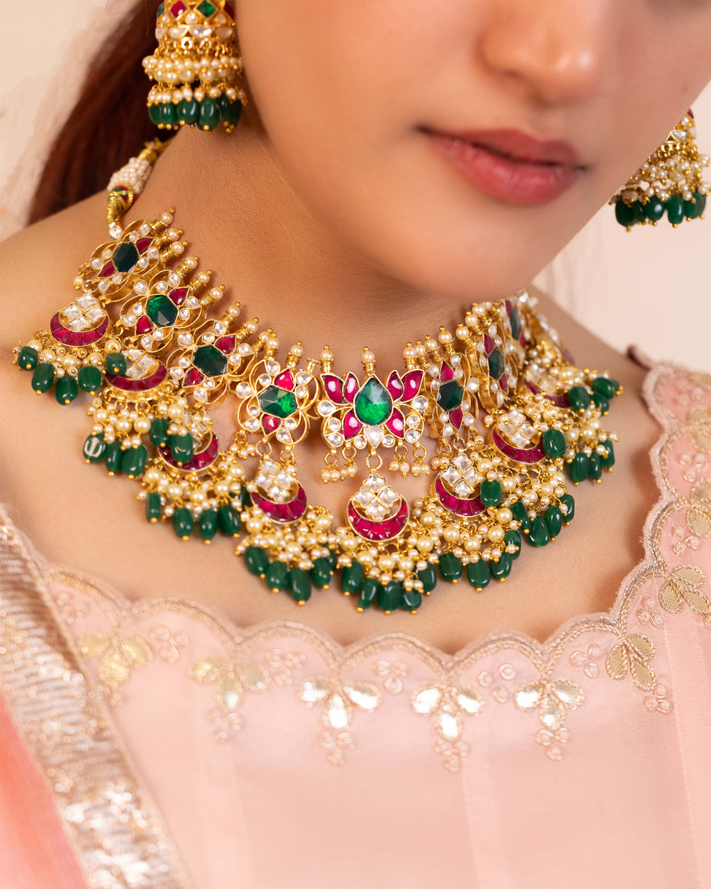 Royal Bridal Statement Necklace Set with Earrings & Maang Tikka