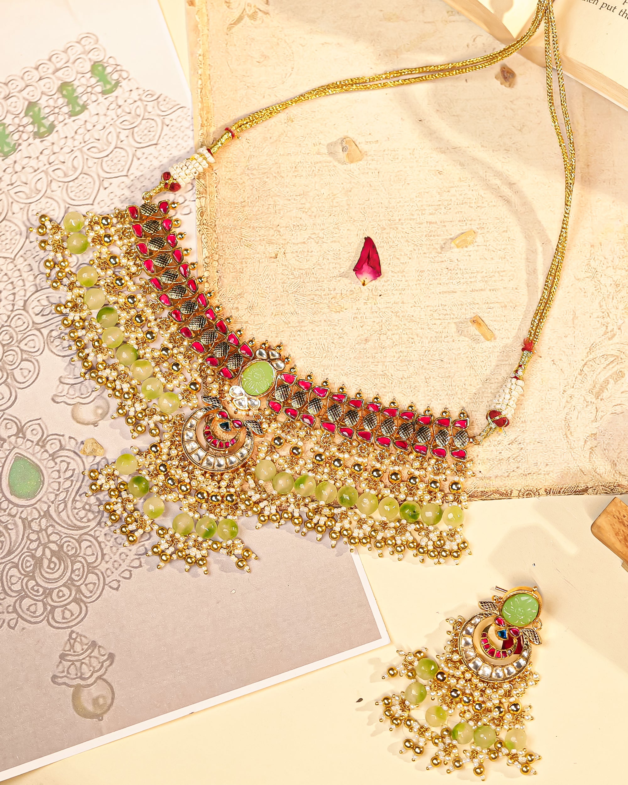 Classic Designer Choker Necklace Set with Earrings