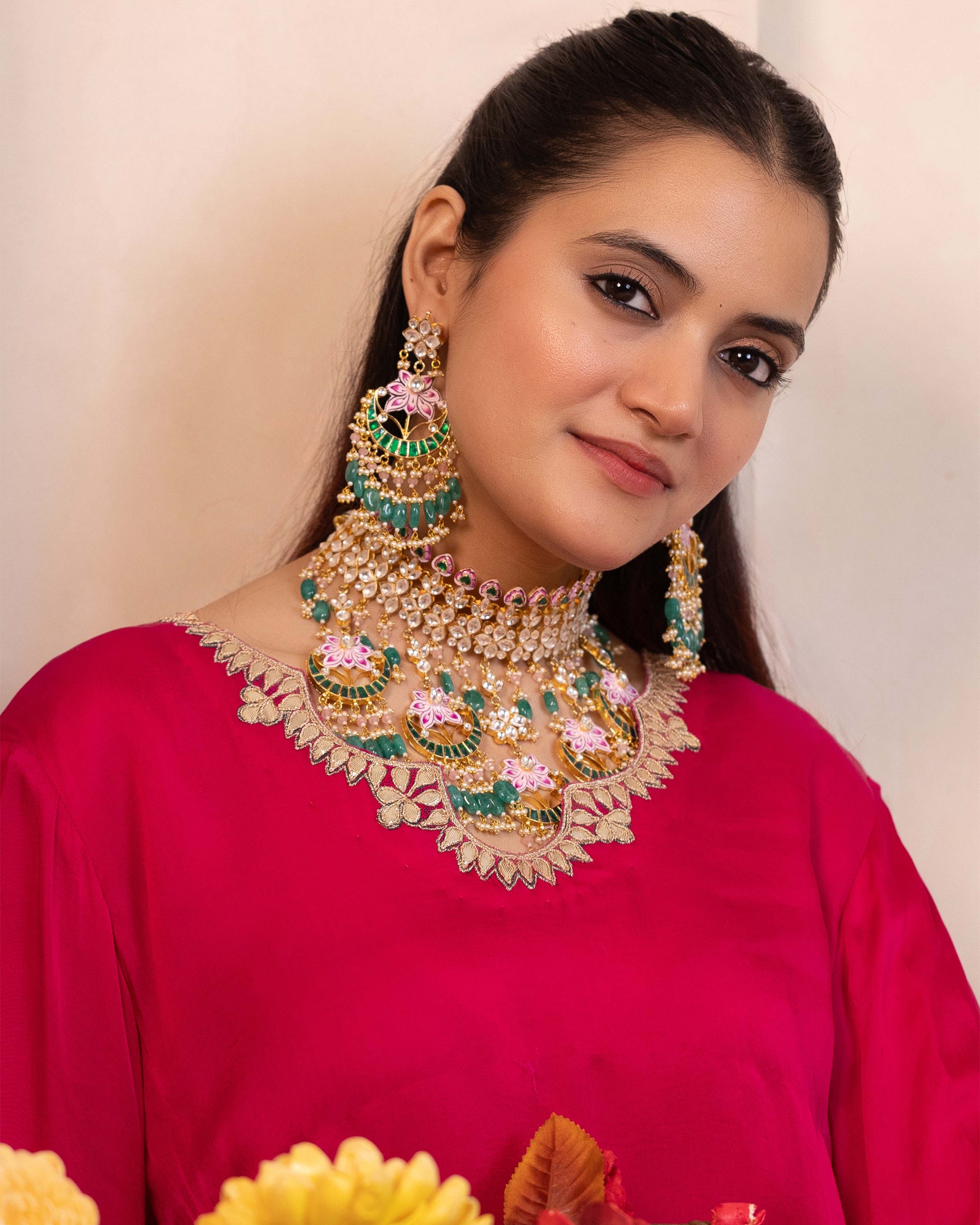 Royal Statement Choker Necklace Set with Earrings