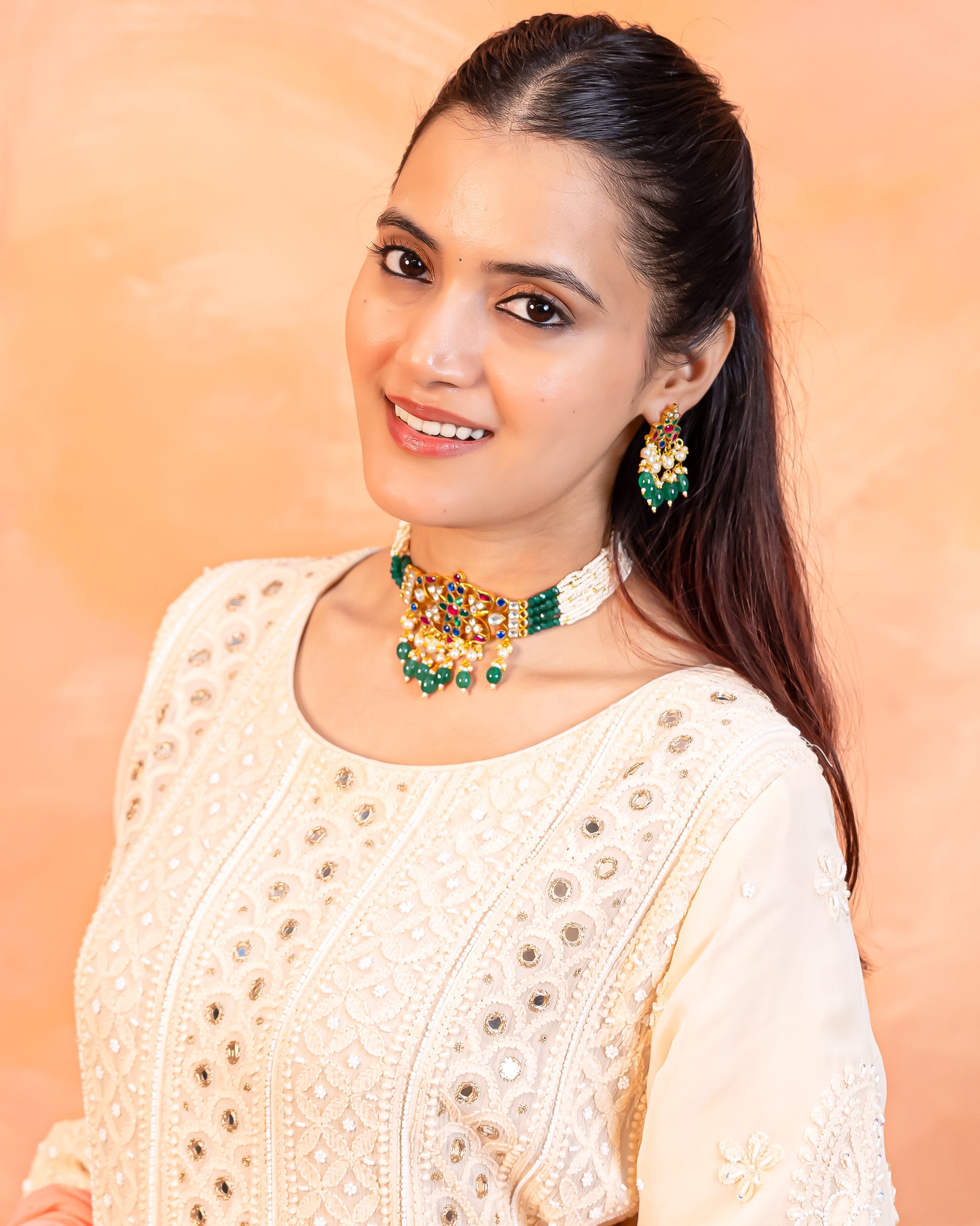 Minimal Elegant Choker Necklace Set with Earrings