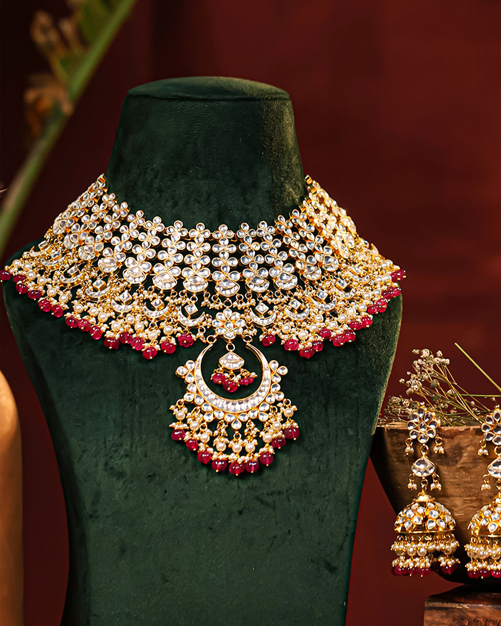 Traditional Statement Necklace Set with Earrings