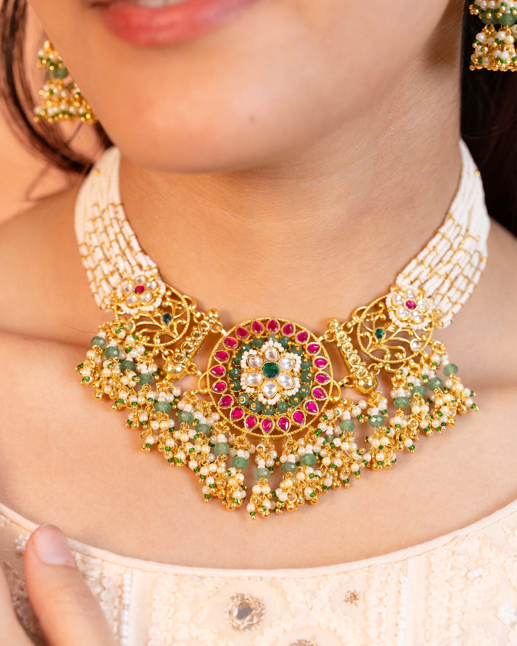 Premium Intricate Choker Necklace Set with Earrings