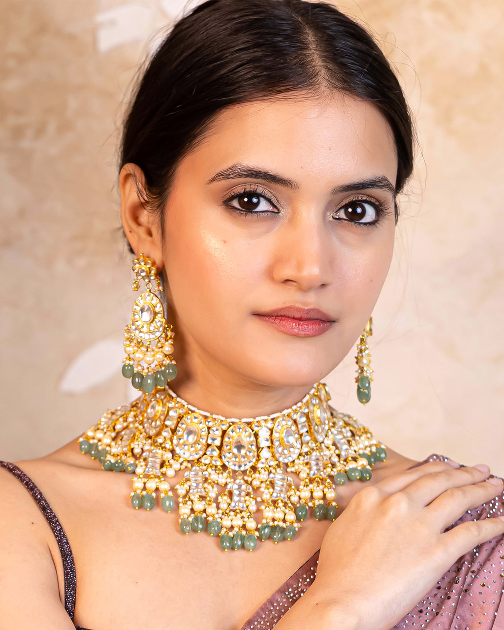 Premium Intricate Choker Necklace Set with Earrings