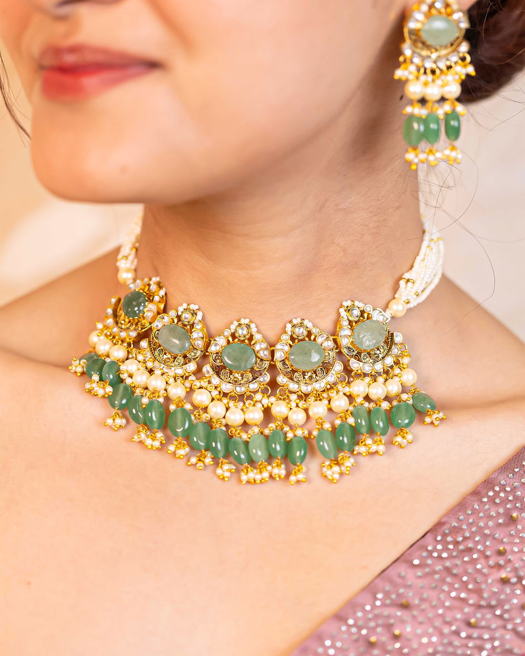 Premium Designer Choker Necklace Set with Earrings