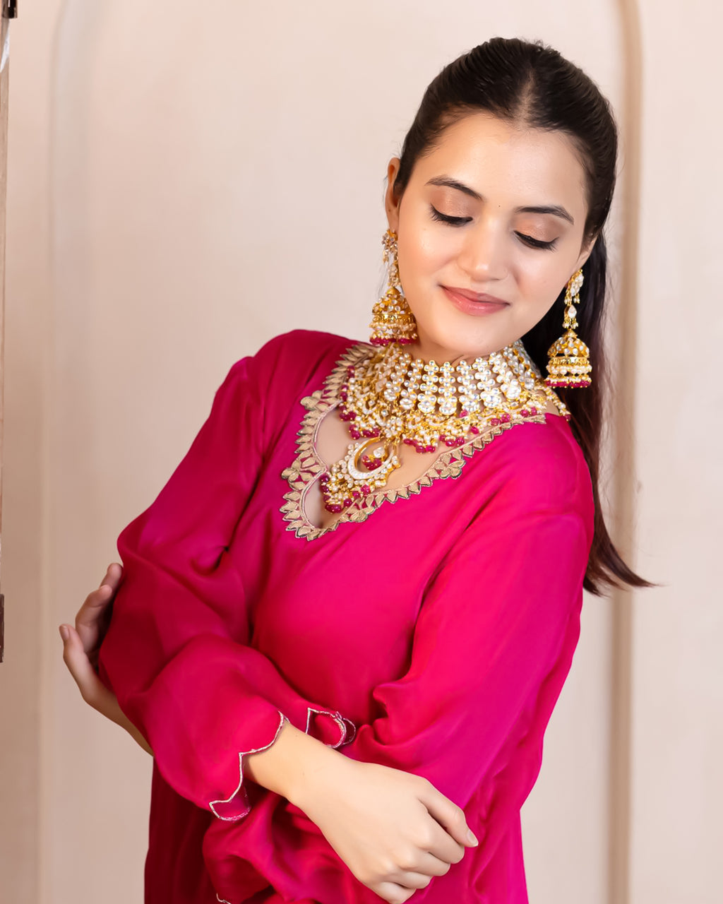 Traditional Statement Necklace Set with Earrings
