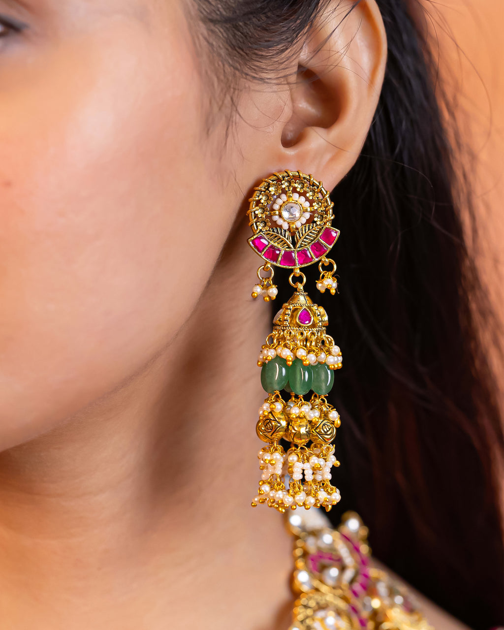 Elegant Gold Plated Choker Necklace Set with Earrings