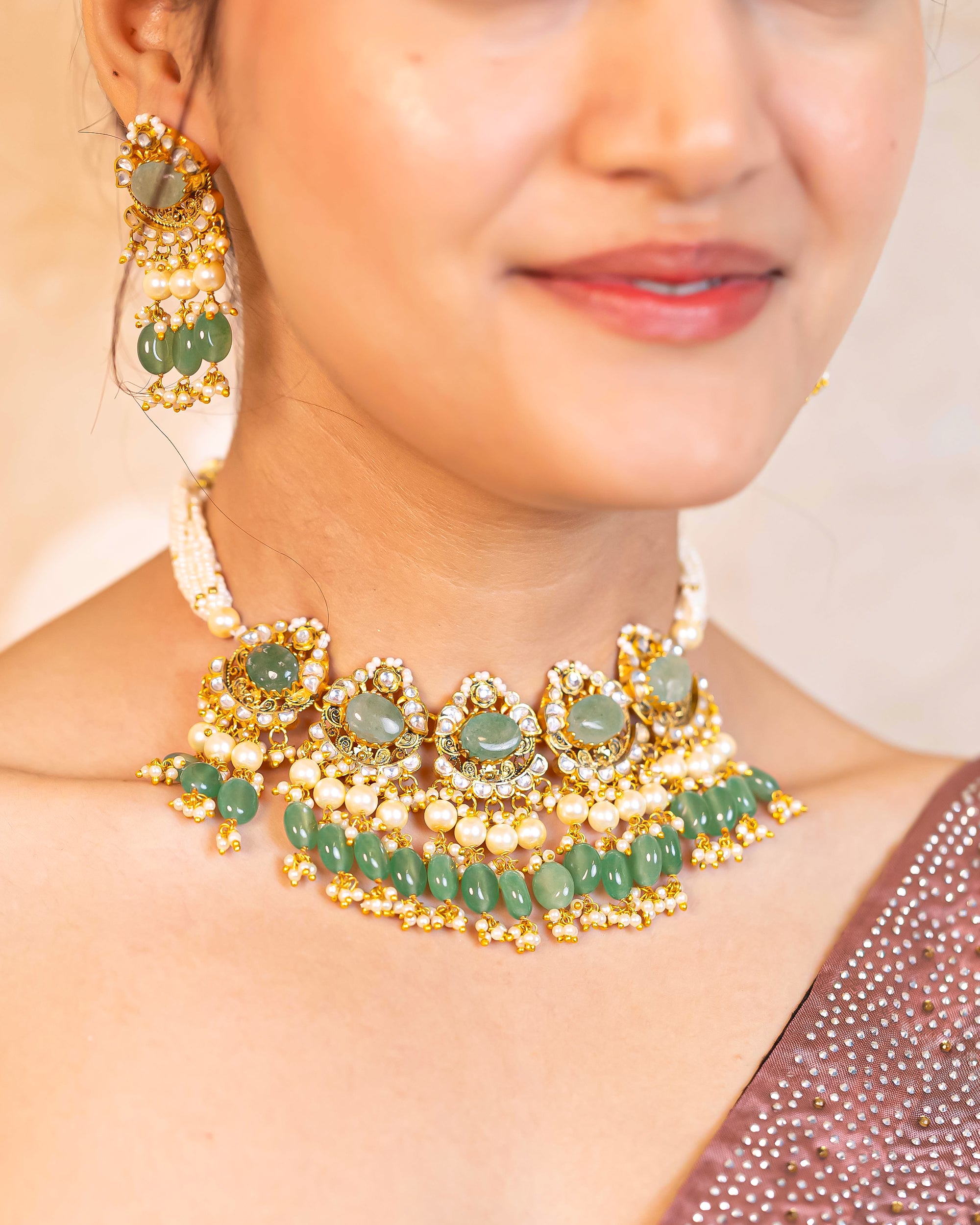 Premium Designer Choker Necklace Set with Earrings