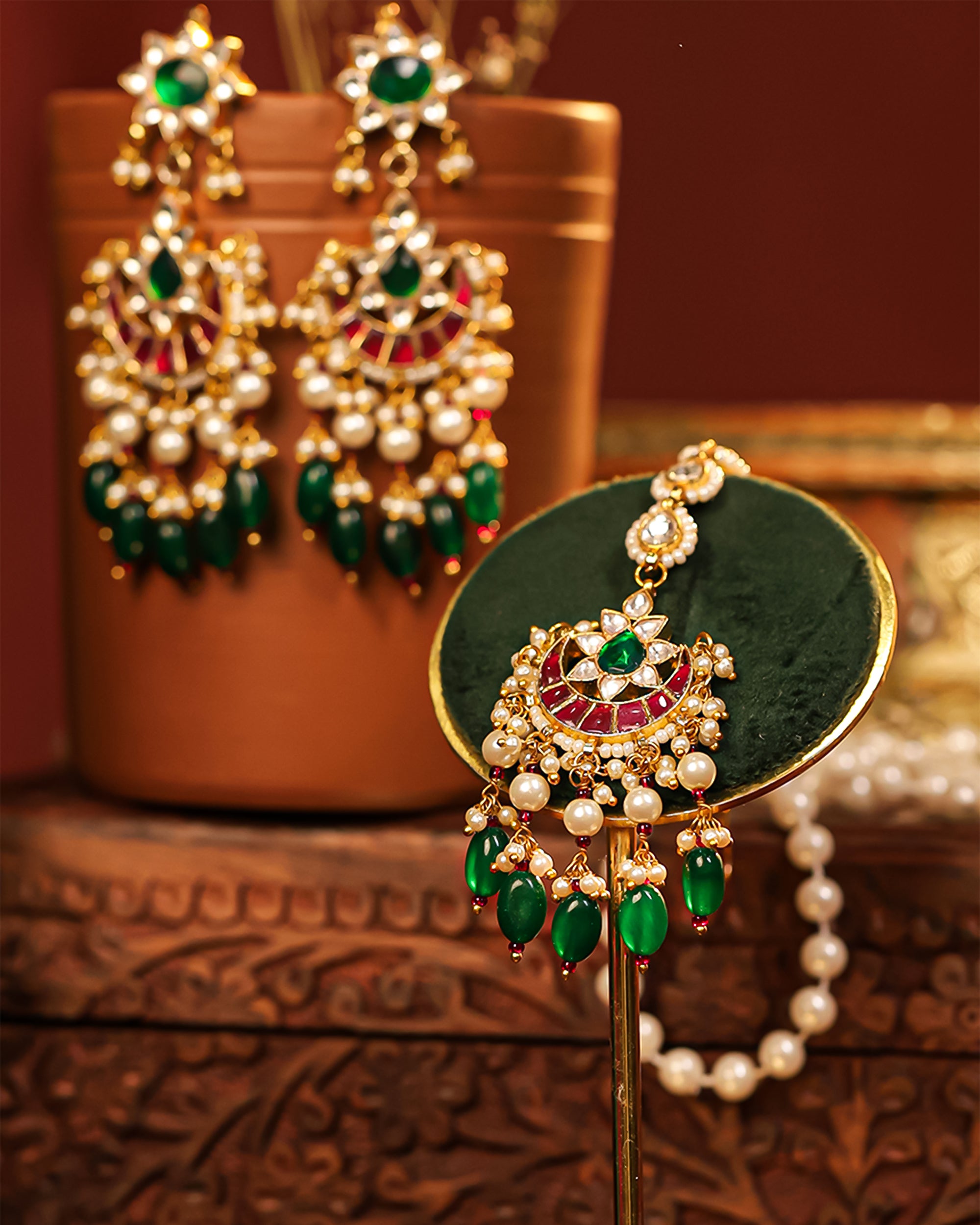 Royal Premium Bridal Necklace Set with Earrings & Tikka