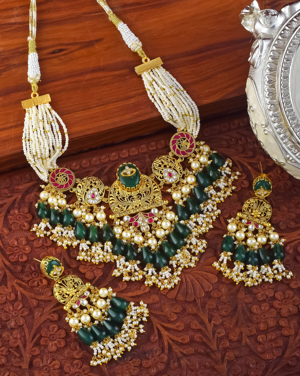 Classic Traditional Necklace Set with Earrings