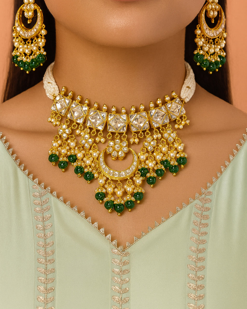 Premium Designer Choker Necklace Set with Earrings