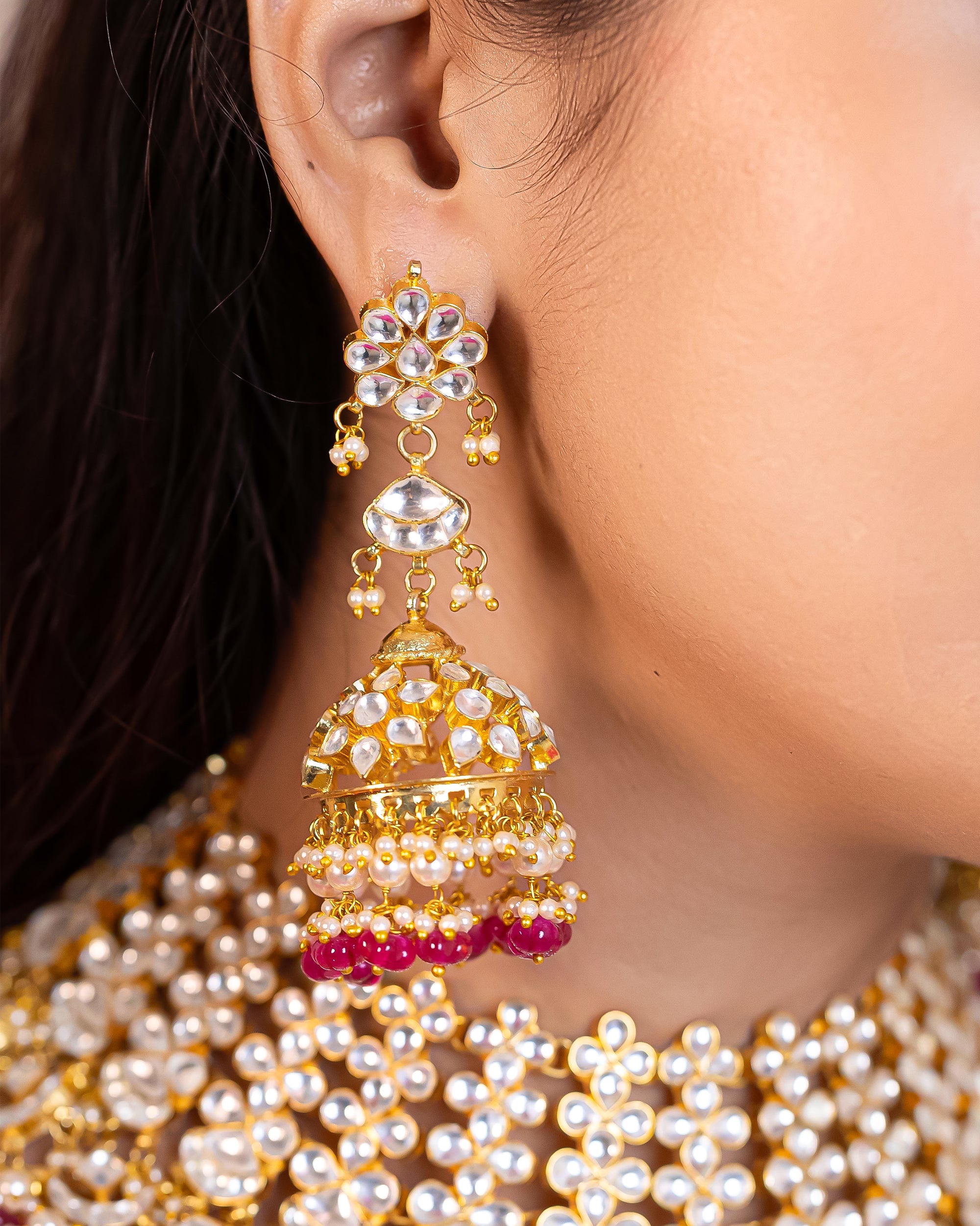 Traditional Statement Necklace Set with Earrings