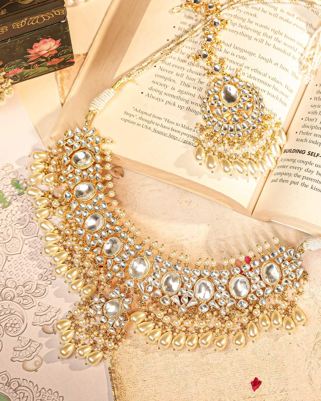 Premium Bridal Necklace Set with Earrings & Tikka