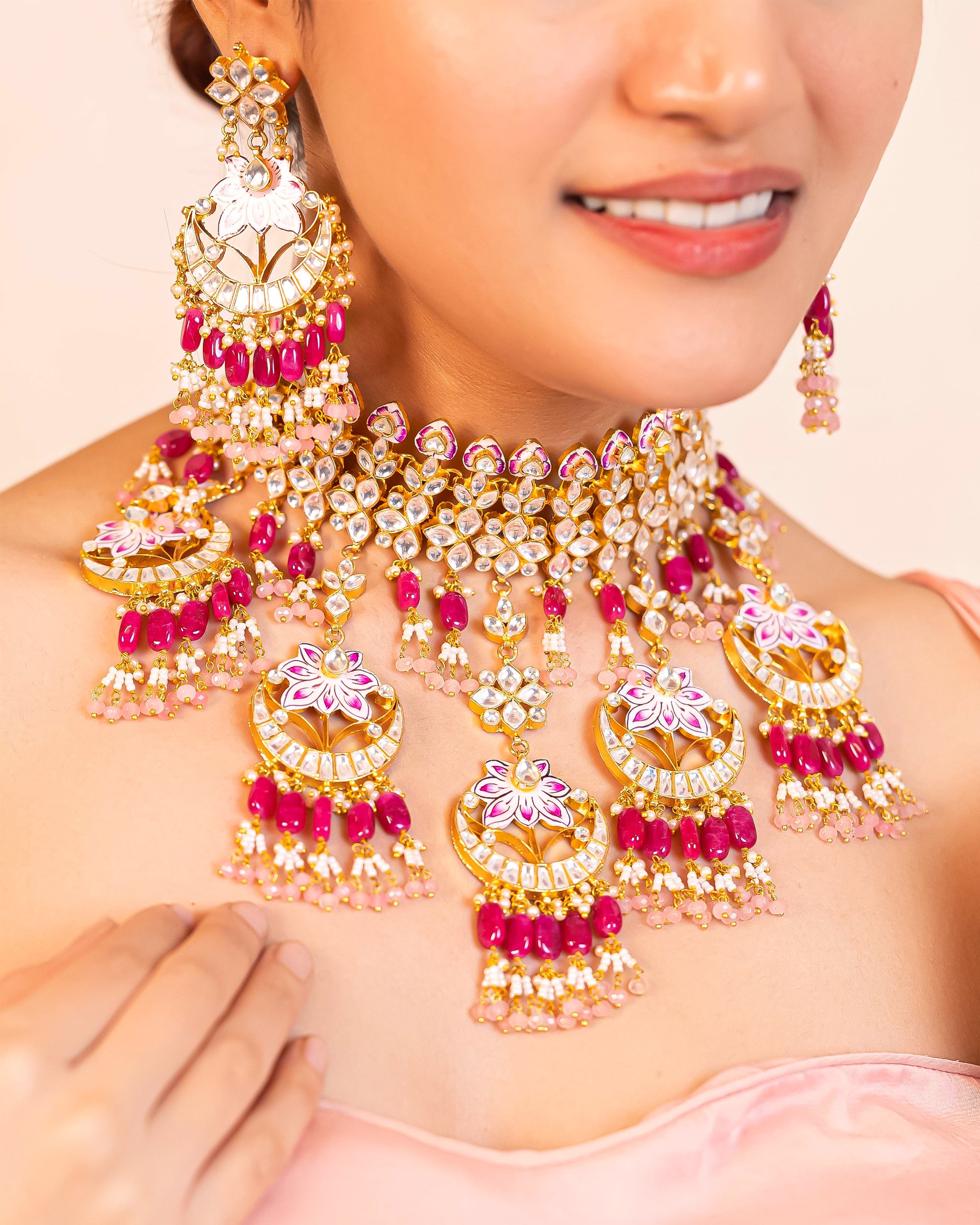Royal Statement Choker Necklace Set with Earrings
