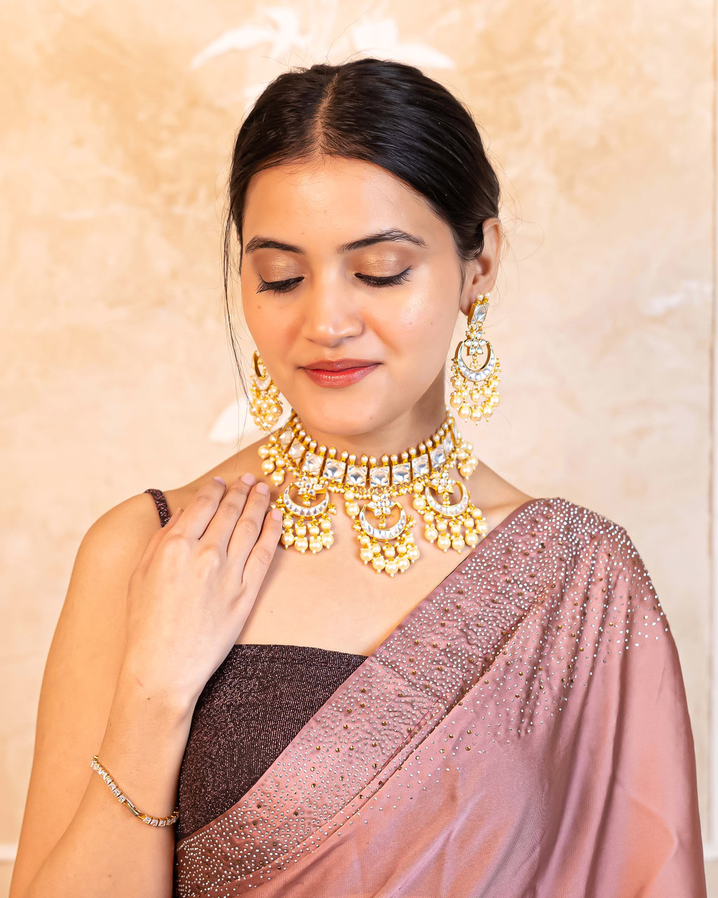 Premium Designer Choker Necklace Set with Earrings