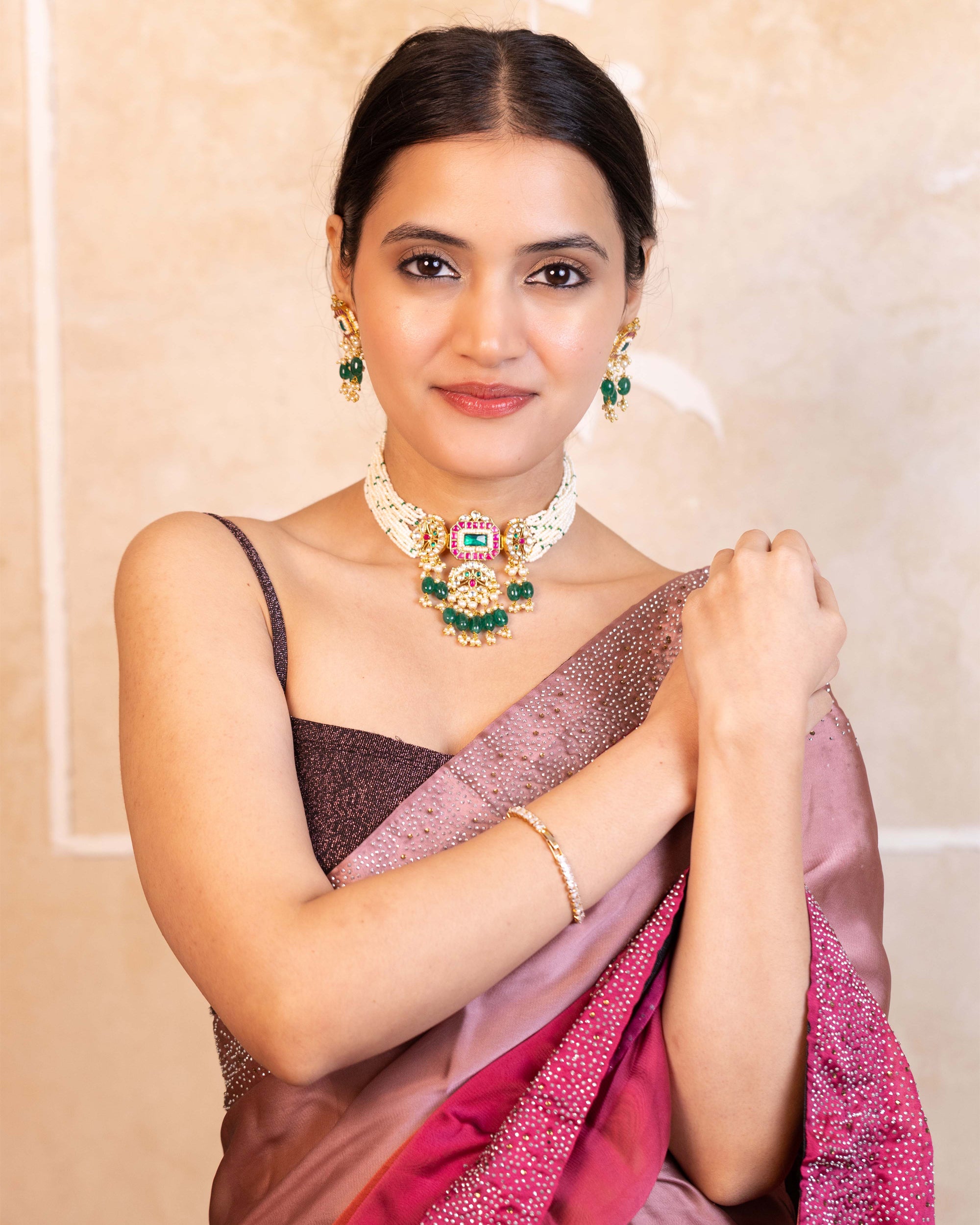 Classic Elegant Choker Necklace Set with Earrings