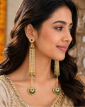 Royal Pearl Jhumka Earrings with Chandbali, Indian Bridal Meenakari Jewelry
