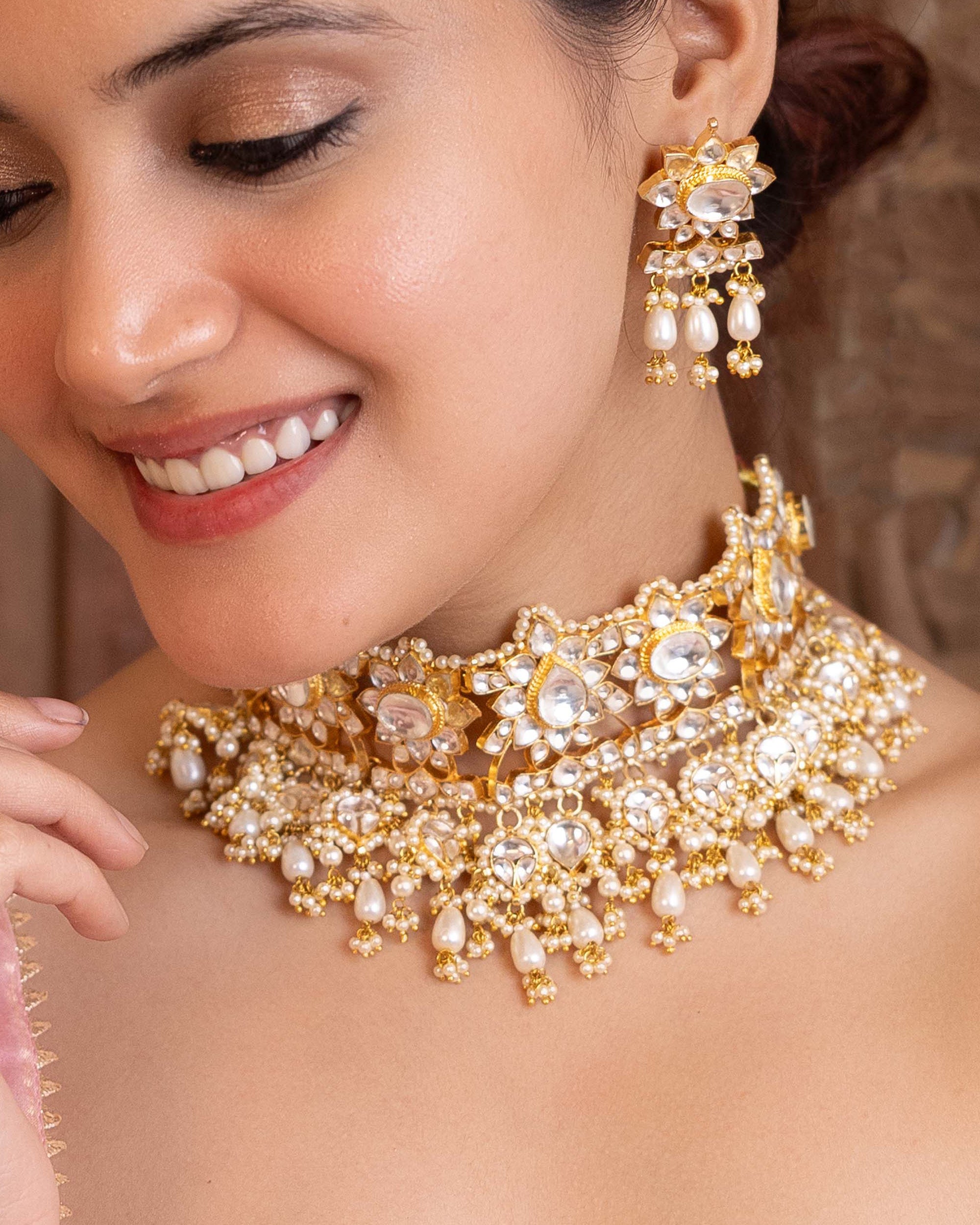 Elegant Traditional Necklace Set with Earrings for Ethnic Wear