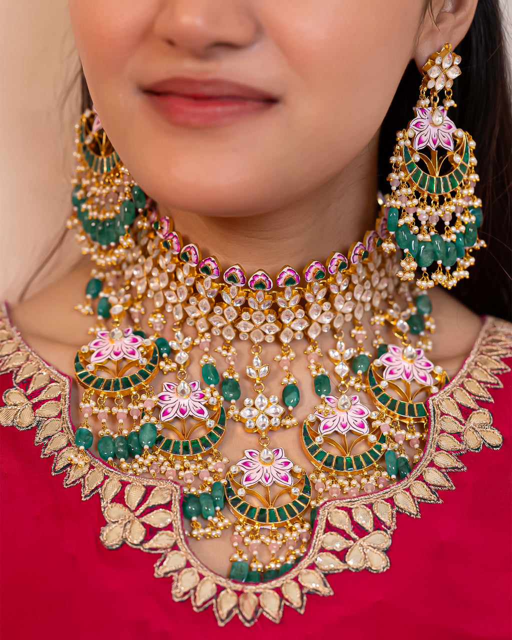 Royal Statement Choker Necklace Set with Earrings
