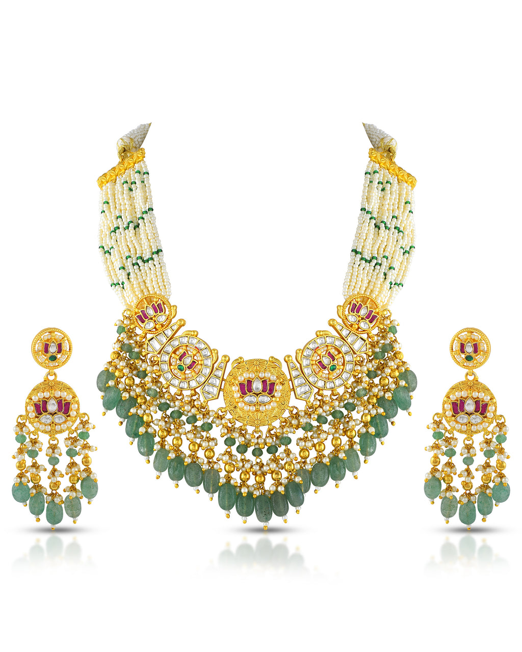 Minimal Gold Finish Necklace Set with Earrings
