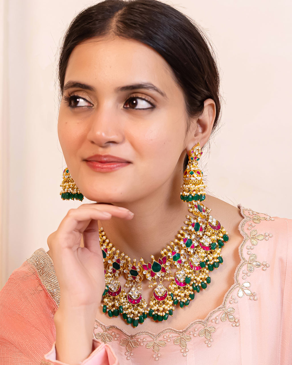 Royal Bridal Statement Necklace Set with Earrings & Maang Tikka