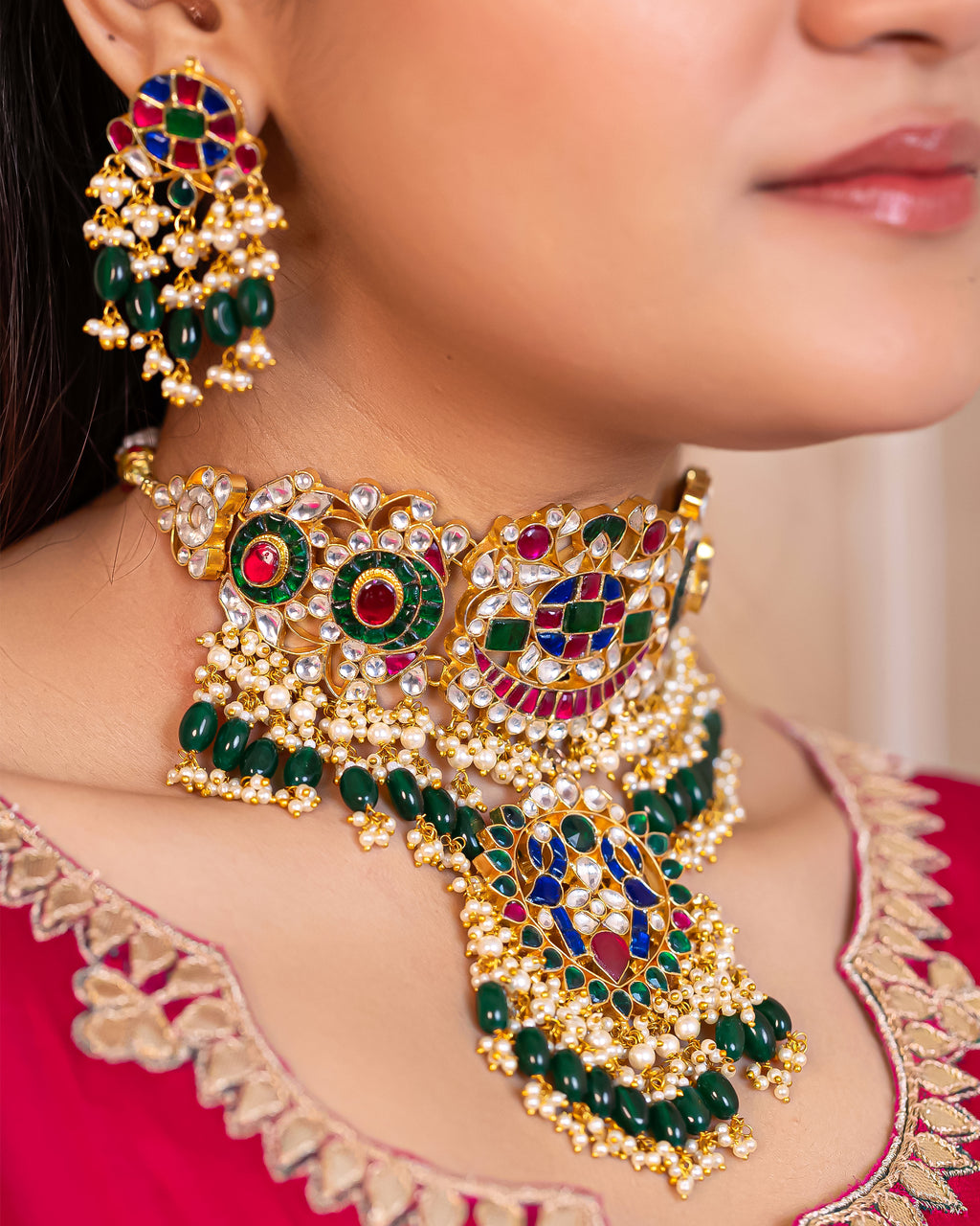Royal Bridal Necklace Set with Earrings, Tikka & Ring