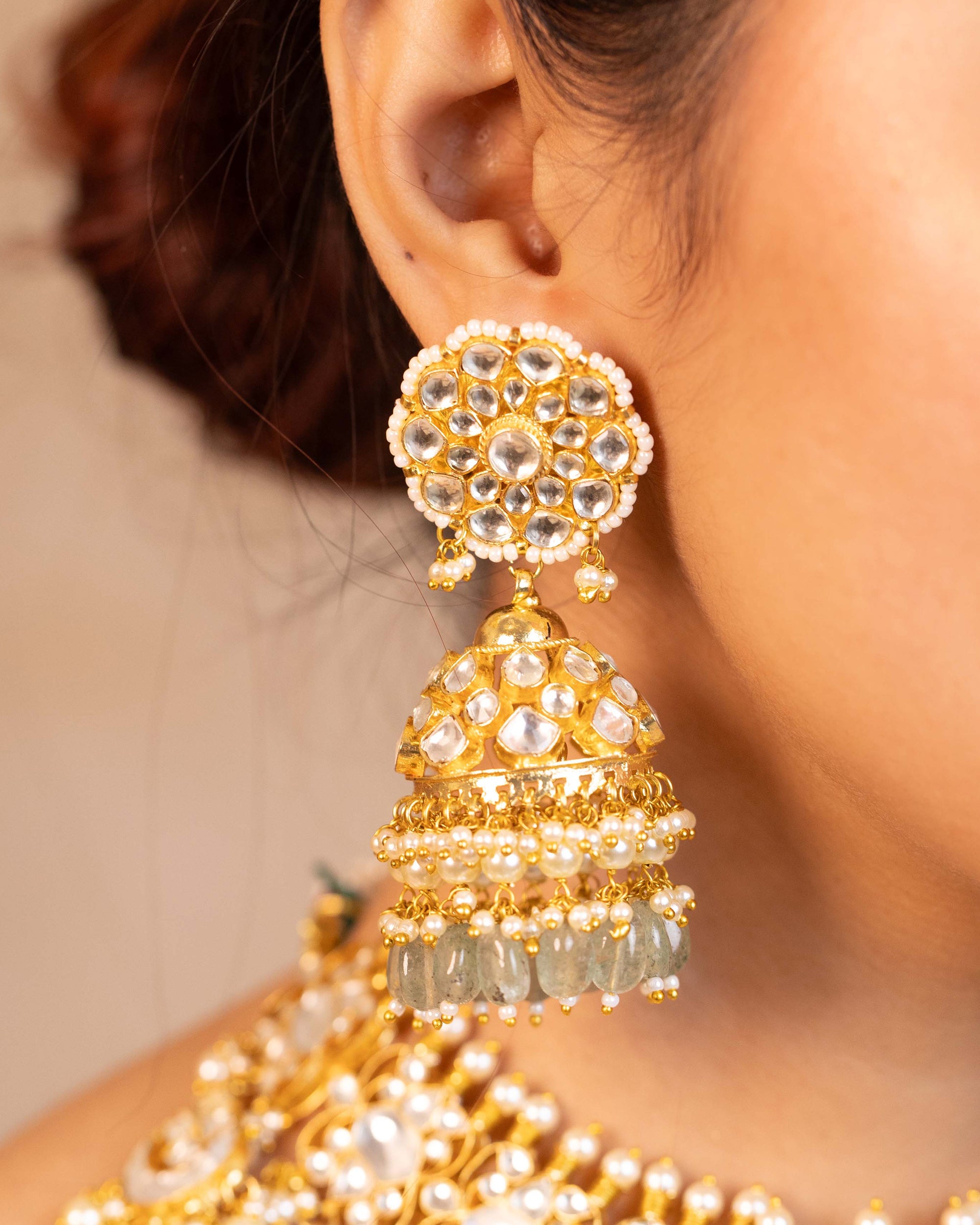 Premium Bridal Kundan Style Necklace Set with Earrings & Tikka