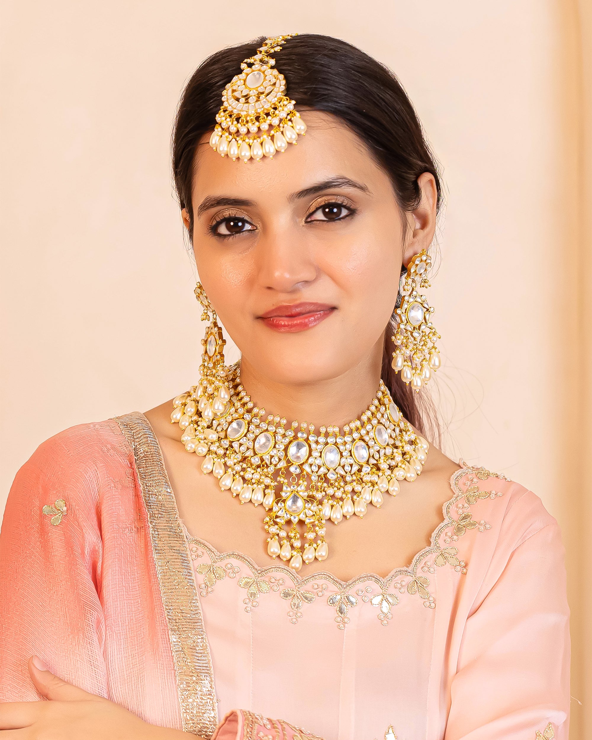 Premium Bridal Necklace Set with Earrings & Tikka