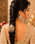 Royal Kundan Hair Brooch, Red Green Stone Bridal Choti Accessor