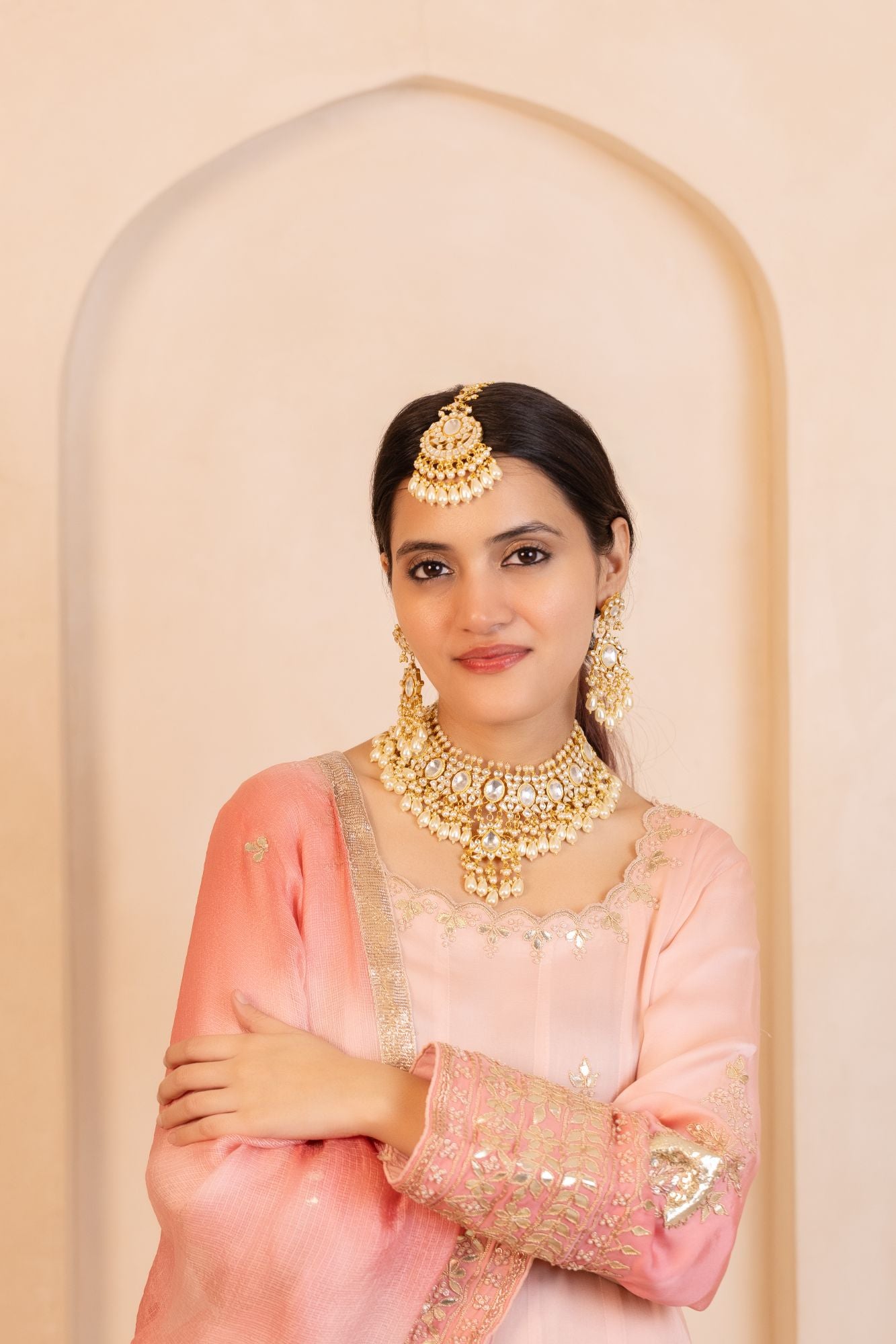 Premium Bridal Necklace Set with Earrings & Tikka