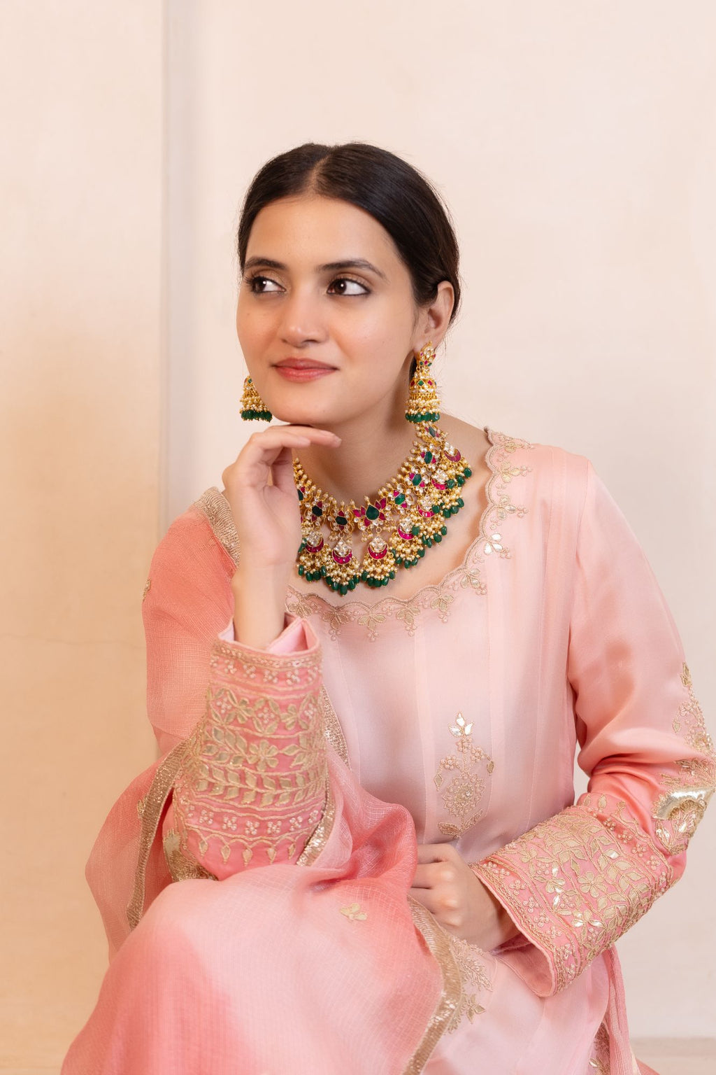 Royal Bridal Statement Necklace Set with Earrings & Maang Tikka