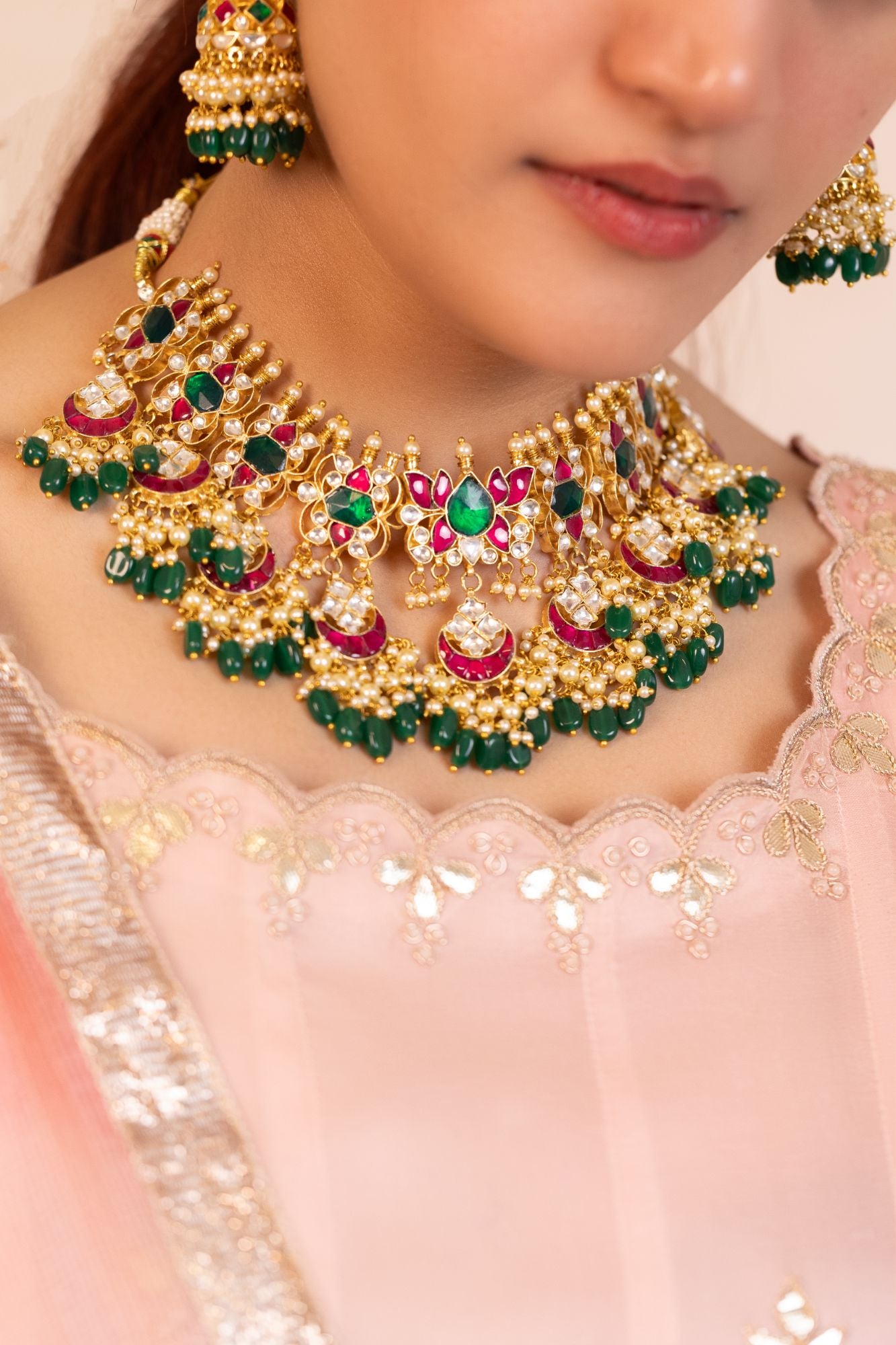 Royal Bridal Statement Necklace Set with Earrings & Maang Tikka