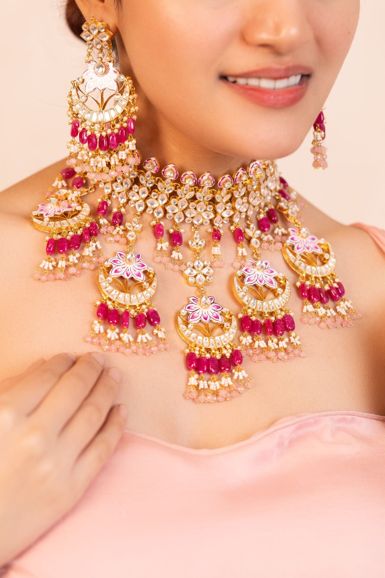 Royal Statement Choker Necklace Set with Earrings