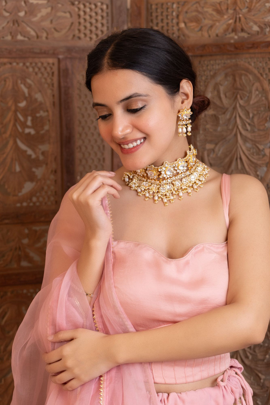 Elegant Traditional Necklace Set with Earrings for Ethnic Wear