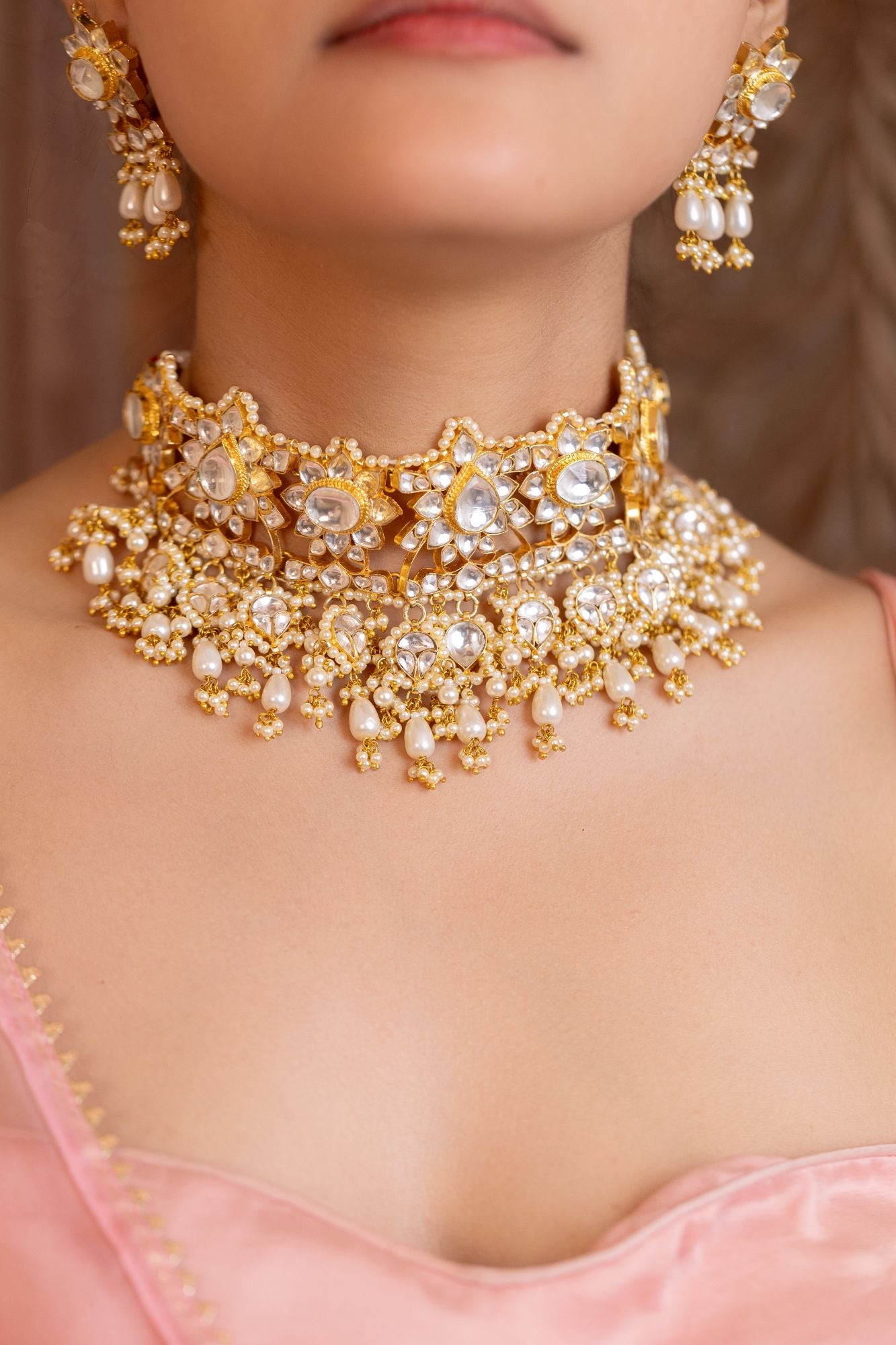 Elegant Traditional Necklace Set with Earrings for Ethnic Wear