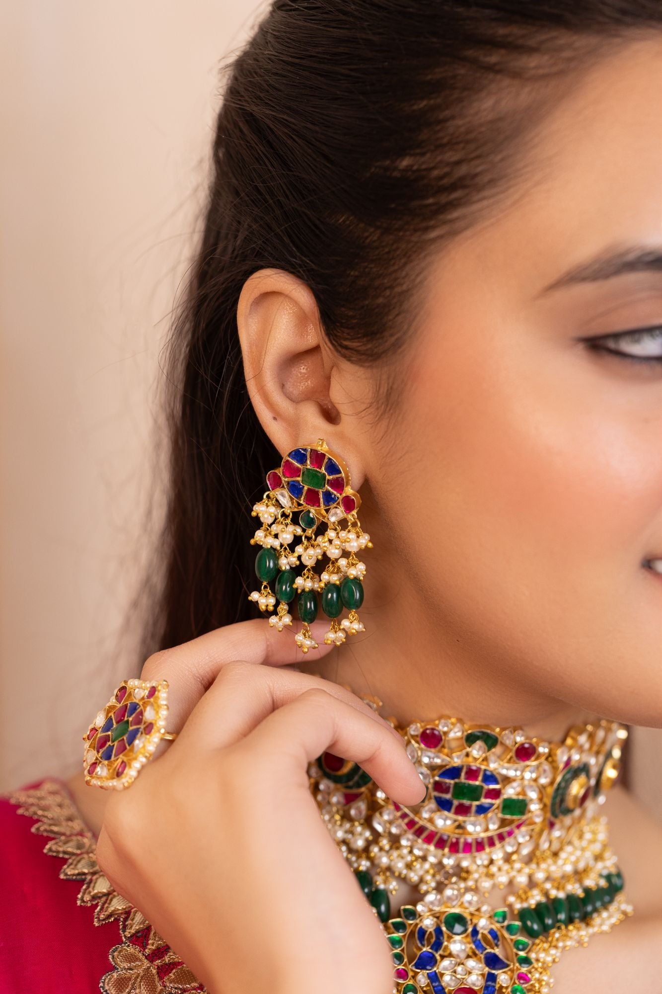 Royal Bridal Necklace Set with Earrings, Tikka & Ring